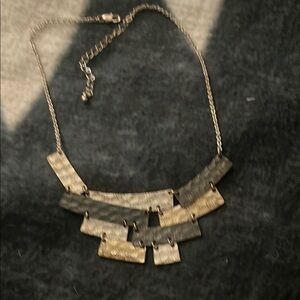 Gold and Silver Hammered Pendant Necklace